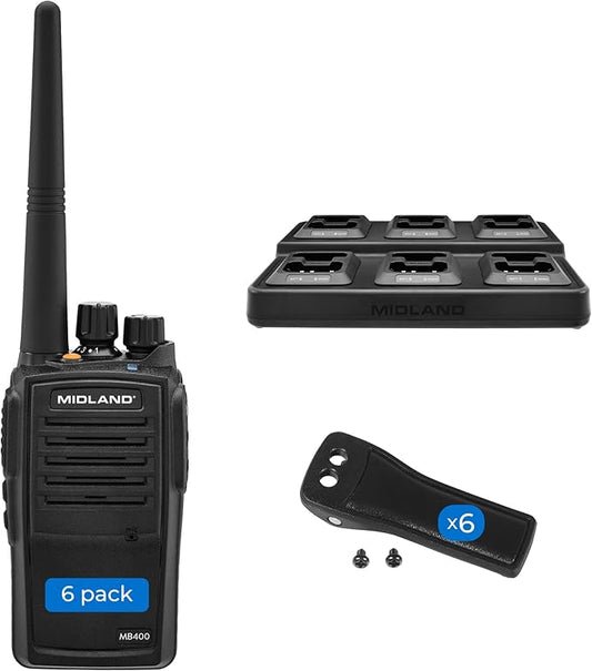 Midland MB400 Two Way Radio Six Pack/Multi-Charger Combo (MB400X6MC)