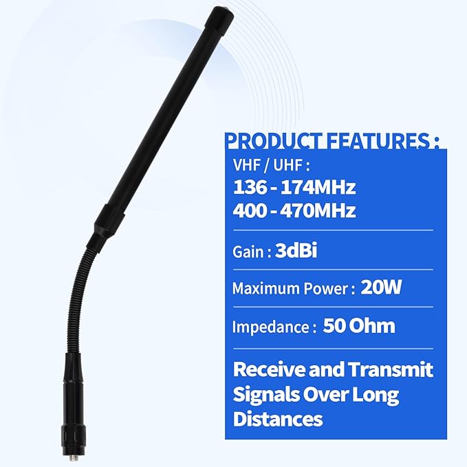 Superbat Dual Band UHF VHF Walkie Talkie Antenna 12 Inch Flexible Fiberglass SMA Female Antenna Compatible with Baofeng UV-5R 888S Retevis Aliunce HD1 Arcshell AR-5 Two Way Radio