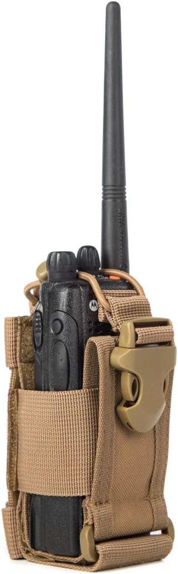 LUITON Tactical Molle Radio Pouch - Heavy Duty Holster Bag for Two-Way Walkie Talkies (Tan)