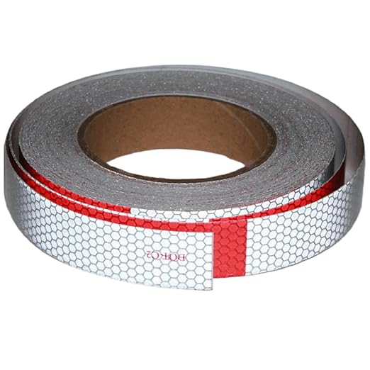 Reflective Tape Red White 1 Inch x 68 Feet, Warning Conspicuity Reflector, Night Safety Sticker for Car Trailer Clothing