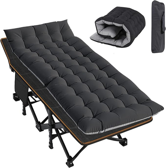 Slsy Folding Camping Cot for Adults with Pad, Padded Portable Sleeping Cots, Camp Bed with Carry Bag for Outdoor Travel, Beach, Hiking