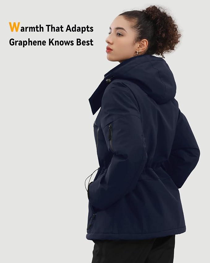 Wulcea Graphene Heated Jacket For Women 12V 18400mAh Fast Charge With Large Capacity