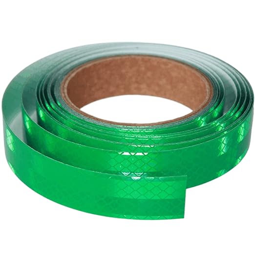 Non Fading Green Reflective Tape Outdoor Waterproof 1 inch, High Visibility Warning Industrial Marking Tape, Safety Stickers (15 feet)