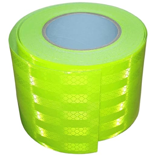 Fluorescent Green Reflective Tape 4 inch Wide, Outdoor Waterproof Safety Caution Warning Adhesive Strips Tape (66 feet)