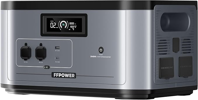 Portable Solar Generator 2048Wh Extra Lifepo4 Expansion Battery, FFPOWER B2000 AC MC4 Car Cables for OUKITEL BP2000 Power Station, Off-Grid for Power Outage Home Emergency Backup RV Essentials Camping