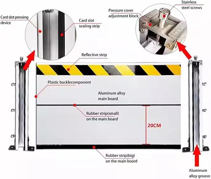 Flood Barriers for Doors, Aluminum Water Blocker Reusable Flood Protection Barriers for Garage Door/Basement, Easy to Install Color : H 1.3ft/0.4m, Size : L 130cm(4.3ft)
