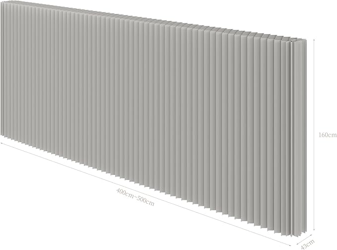 Foldable Room Divider Privacy Screens Movable Temporary Wall Space Partition, 5.25~9.19 FT Tall, 6.56~16.5 FT Width, Choice of Various Sizes and Styles(Gray)