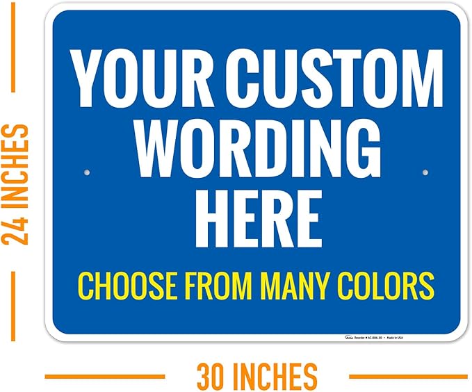Custom Personalized Signs For Home, Office, Business, Delivery, Decor, Indoor/Outdoor Use Yellow Sign, 24x30 Aluminum Inches, Rust Free .063 Aluminum, Fade Resistant, Made in USA