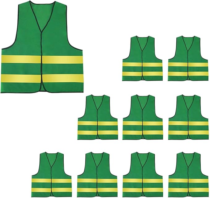 AIEOE High Visibility Vest for Men Security Guard Vest High Visibility Multi Work Vest Night Work Reflective Safety Vest Fitted Protective Workwear 10 Pieces