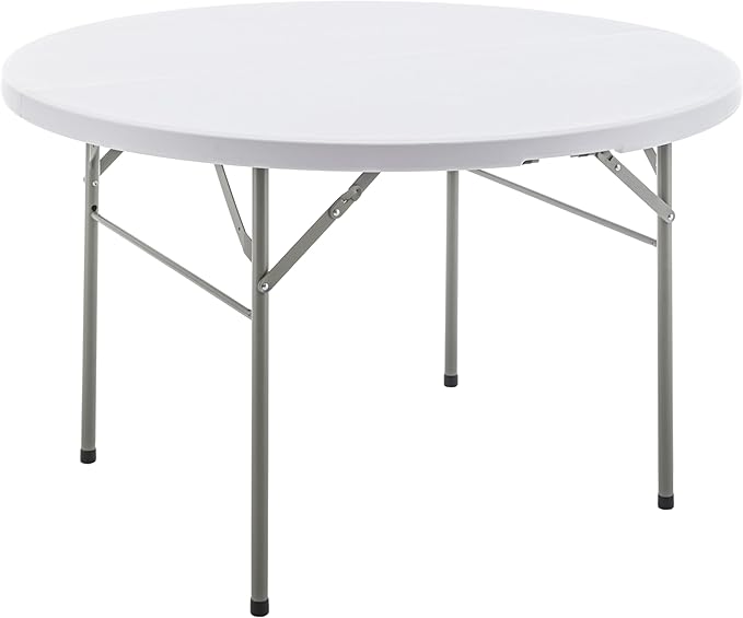 BTEXPERT Set of 2 White 4 Ft 48inch Round Plastic Folding Table Commercial Portable for Banquet Dining Wedding Party Events Home Kitchen Patio Backyard Indoor Outdoor