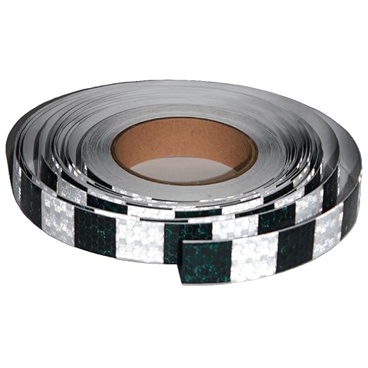 Black and White Reflective Tape 1 Inch x 168 Feet, Warning Conspicuity Reflector, Night Safety Sticker for Car Trailer