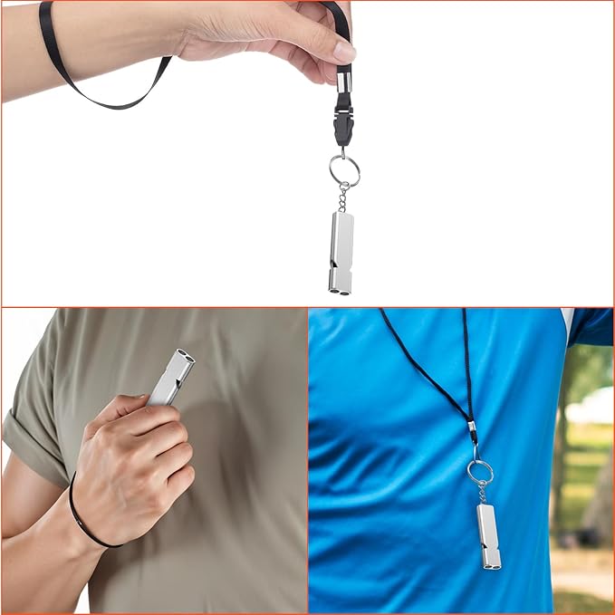 50Pcs Emergency Whistles Lifeguard Safety Whistle with Lanyard and Keychain for Outdoor Camping Hiking Boating Backpacking Fishing Kayak Kids Rescue Signaling Loud Survival Whistle