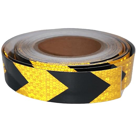 Yellow Black Reflective Tape Outdoor Waterproof 1 inch X 66 feet, High Visibility Hazard Conspicuity Safety Industrial Marking Tape
