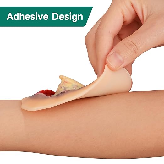 Silicone Ankle Fracture Wound Model, Wearable Moulage Simulation for Medical Training, Self-Adhesive Ankle Injury Simulator with Exposed Bone and Torn Flesh