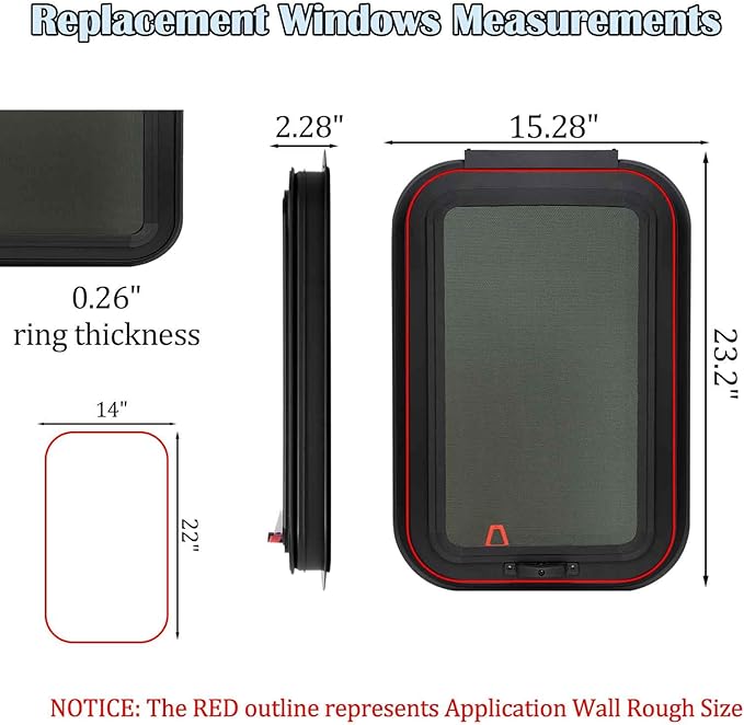 14"x22" Frameless RV Sliding Window - DOT Approved Tinted Glass, Anodized Aluminum Frame w/Mesh Screen, Fits 1.5"-1.875" Walls (Complete Installation Kit Included)