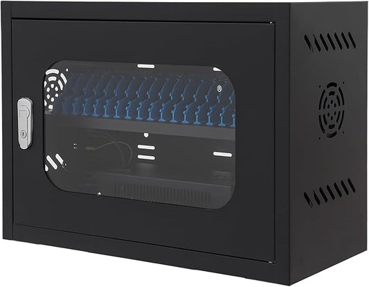 20-Device Charging Station, Charging Cabinet for Cellphones & Tablet Computers, Rechargeable Cellphone Locker Storage Charging Station, Locking Laptop Storage Box with Cable Management