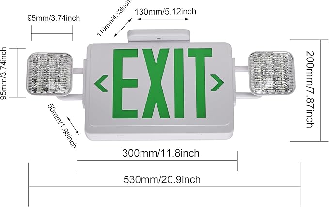 Green Exit Sign,Emergency Lights for Business with Plug,200lm 3Hours Battery Operated Corded Fire Emergency Exit Lighting Combo UL 924 AC85-277V
