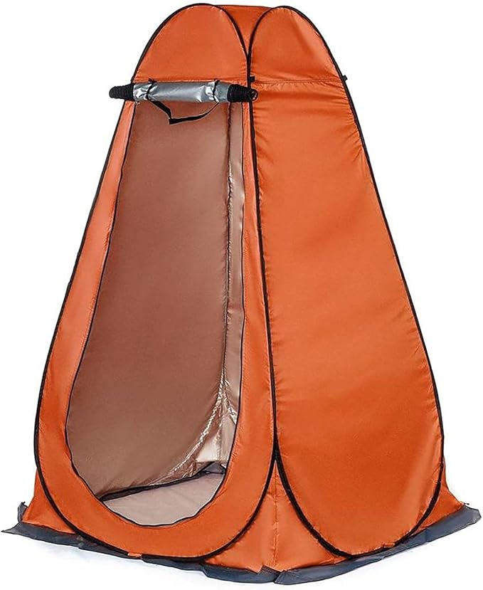Portable Pop Up Privacy Shower Tent - Spacious Changing Room - Portable Outdoor Camping Bathroom Toilet Changing Dressing Room Sun Sunshade Canopy Outdoor Rain Shelter Hiking, Beach, Toilet (Orange)
