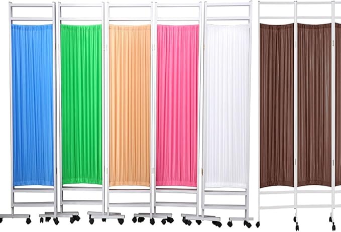 Portable Medical Room Divider with Nylon Fabric, 59" 78.7" 98.4" Freestanding Hospitals Privacy Screen Partition for Hospital Medical Clinic Lab Nursery Patient Ward Dividers(Pink,W118 xH70.9)