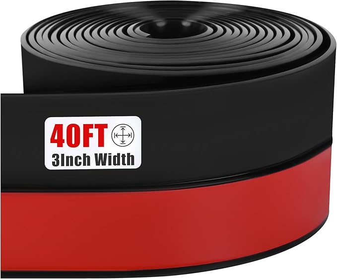 Draft Seal Tape for Doors and Windows 3 in x 410 Ft Silicone Weather Stripping Extra Thick 2mm Door Seal Strip with Strong Adhesive Draft Insulation Stopper Side Seal - Black