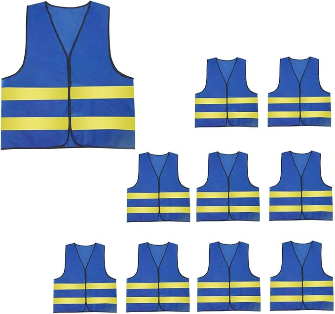 AIEOE 10 PCS Construction Worker Vest Hi Visibility Heavy Duty Safety Vest Weatherproof Surveyor Fitted Vest with Sliver Reflective Tape Breathable Outdoor Protective