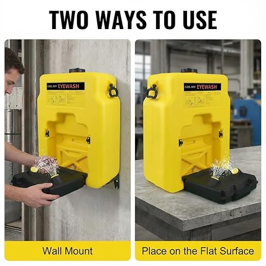 14 Gallon OSHA Approved Eyewash Stations - Portable Emergency Eye Wash Stations Wall Mounted,First Aid Eyewash Station Unit,Lasting for 15 Minute(53L)