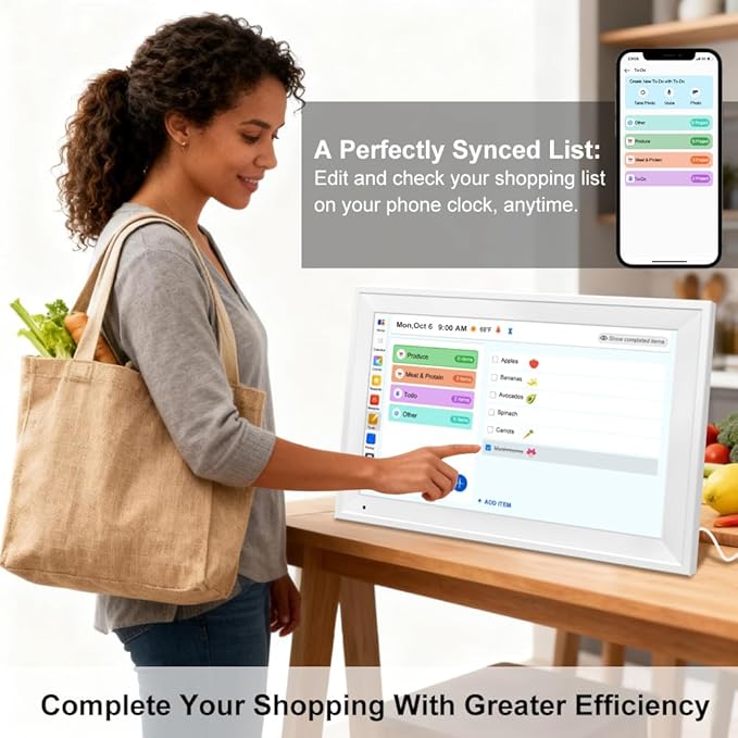 Digital Calendar Planner Interactive Touchscreen Chore Chart Smart Schedule Meal Plan Family Photo Display Sync Calendar Wall & Desk Mountable (15.6 inch)