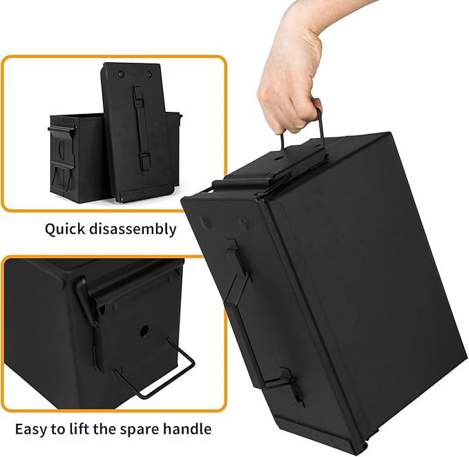GUGULUZA Metal Ammo Can 30/50 Cal, Lockable Bullet Storage Case, Waterproof & Airtight Containers Box with Flip Top for Long-Term Storage Shotgun, Rifles, Pistols Ammunition