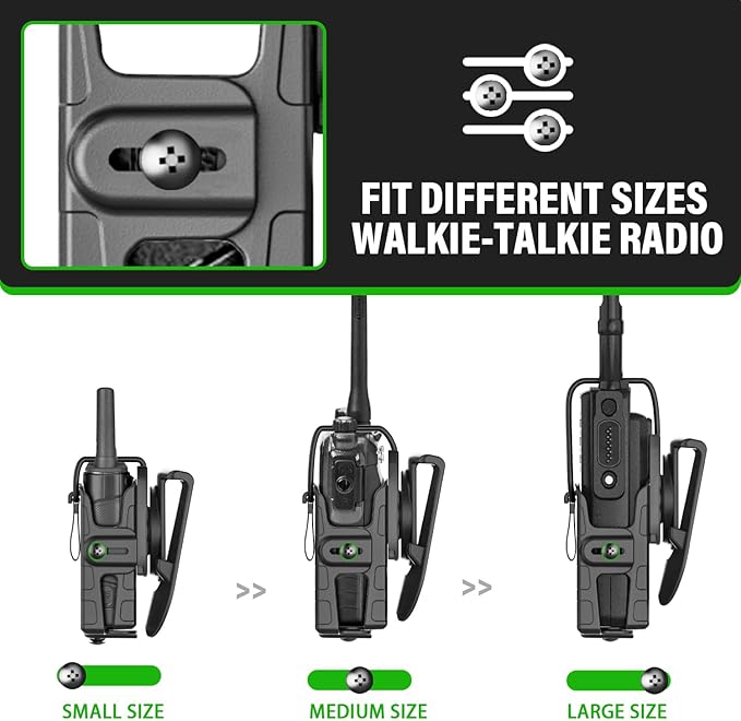 GUN & FLOWER Black Universal Radio Holster Compatible with Motorola APX6000, XTS5000, Kenwood TK-2000, Hytera丨Adjustable Paddle for Two-Way Walkie Talkies丨Hard Shell Protection