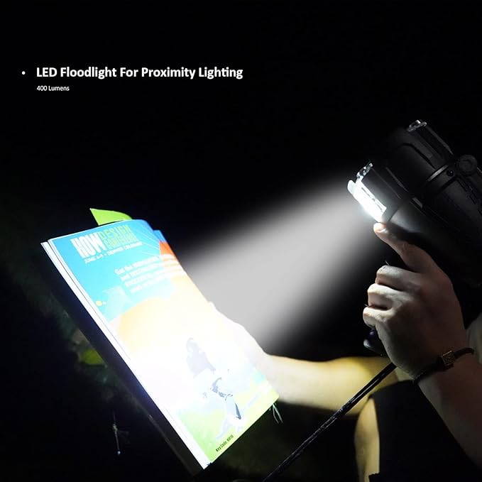 GOODSMANN Rechargeable Marine Spotlight up to 6000 Lumen Portable Handheld Spot Light Waterproof Searchlight 70W Hunting Work Flashlight with USB Adapter Car Charger EVA Carrying Case Red Lens Filter