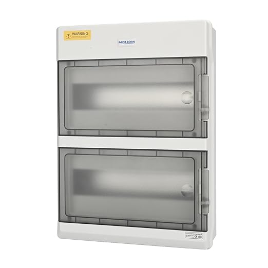 Mollom 24 Way Power Distribution Box with Bus Bars and Din Rail for Miniature Circuit Breaker MCB, Waterproof IP66.Padlock Available for Indoor and Outdoor Use
