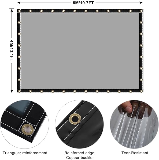Clear Tarps Heavy Duty UV Protection, Translucent Sun Shade PVC Vinyl Tarpaulin with Grommets, Ropes, Reinforced Edge, Waterproof, Tear-Resistant for Greenhouse, Patio, Garden, Porch, Pavilion