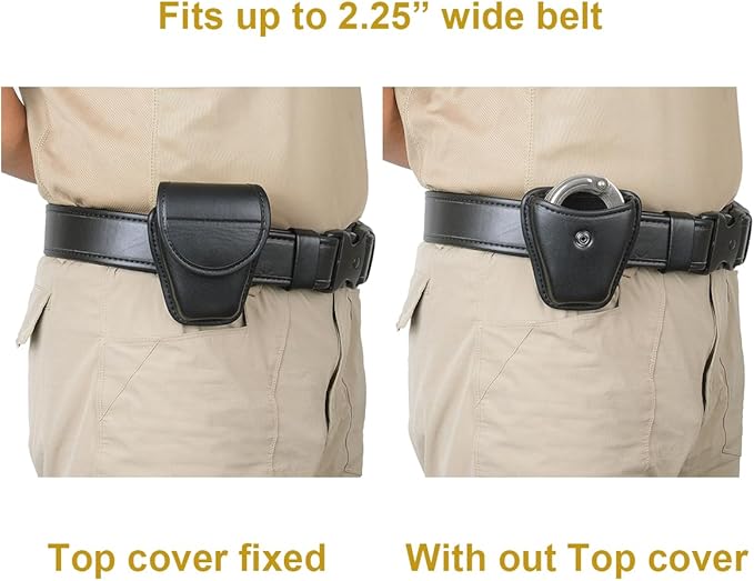 TAFTACFR Molded Single Handcuff Pouch Case for Duty Belt, Law Enforcement Holder With Removable Top Cover and Hidden Snap