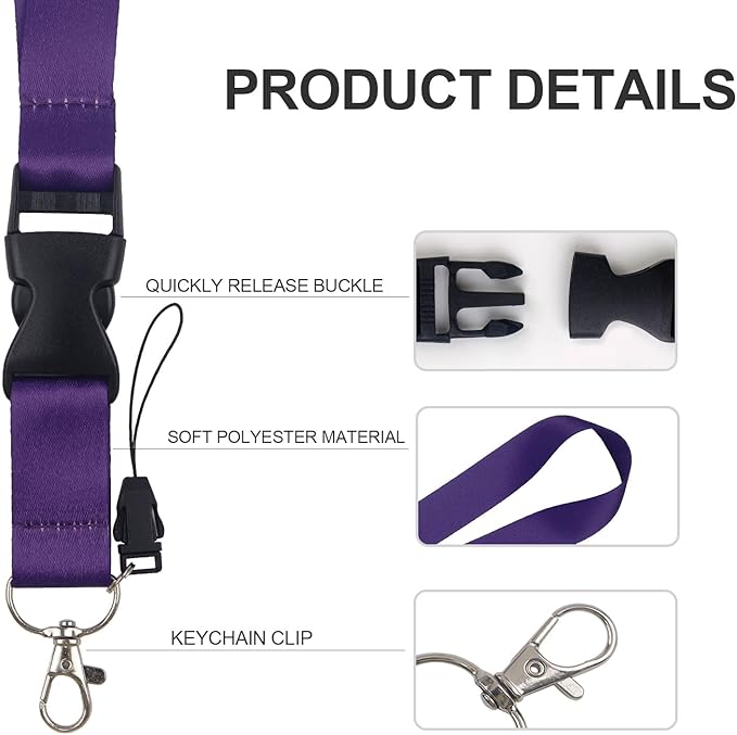 Purple Badges Holder with Lanyard, Sliding Badge Holder with Retractable Clip, Breakaway and Detachable Lanyard for Women Teacher Nurse Office