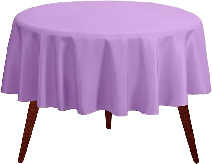 Gee Di Moda Round Tablecloth - 120 Inch Lavender Round Table Cloth for 60 to 96 Inch Round Tables - Heavy Duty Washable Fabric - for Buffet Table, Holiday Party, Dinner, Wedding & Baby Shower