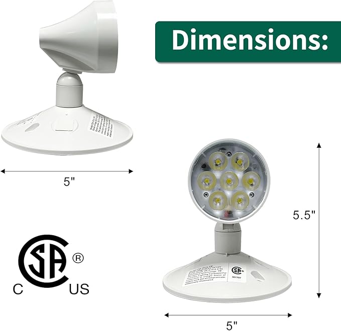 TANLUX Emergency Remote Head Lighting, Single Head Emergency Light, Multi Voltage 6V to 24 Volt Input, 5 Watts, 400 Lumens Output, No Battery Inside