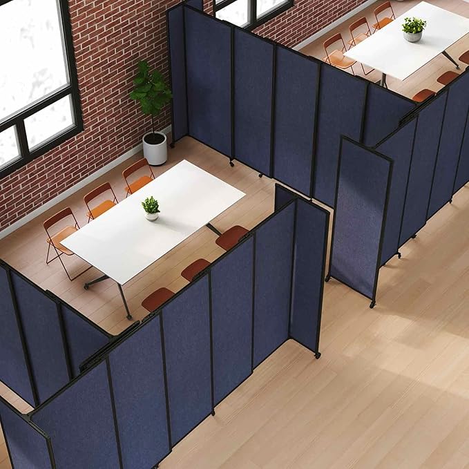 Versare Straightwall Sliding Portable Wall Partition | Freestanding Office Dividers | Locking Wheels | Temporary Room Separator | 7'2" Wide x 6' Tall Dark Gray SoundSorb Panels