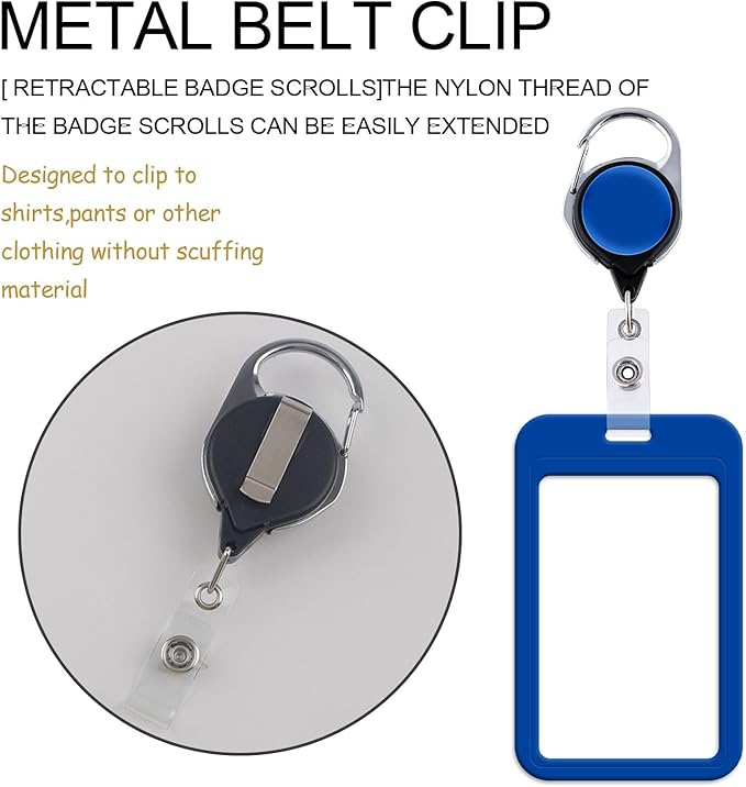 Blue Lanyards for Id Badges, Teacher Lanyard with Id Holder, Retractable Heavy Duty Badge Reel with Keychain, Breakaway Lnayard for Women Teacher Nurse