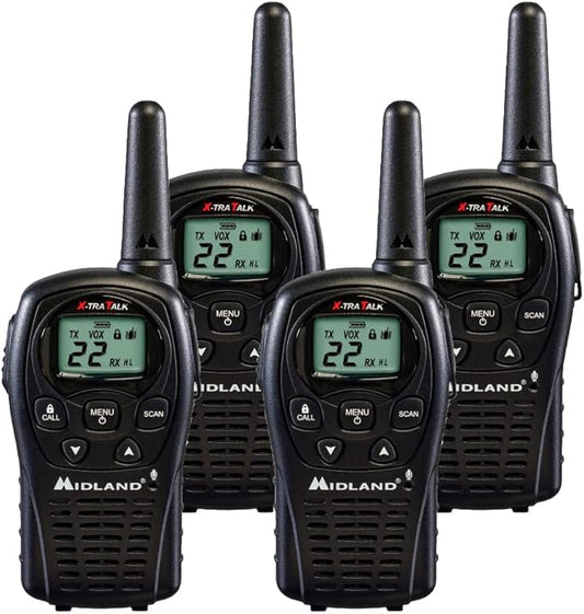 Midland LXT500VP3 FRS Two Way Radios - 4 Pack Bundle w/Chargers