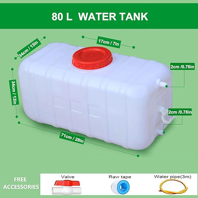 Water Storage Tank for Camping Plastic Large Capacity Water Tank Water Container with Spigot for Emergency Storage Household Outdoor Camping RV Self-Driving Tour(Size:80L/21gallon)