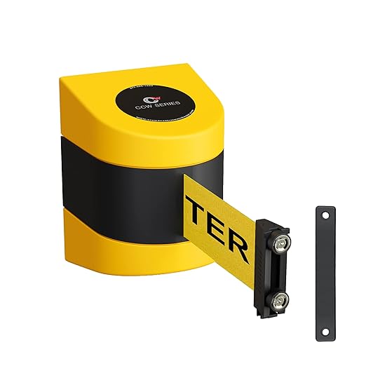 Crowd Control Warehouse - CCW Series WMB-220 Magnetic Wall Mount Retractable Belt Barrier -15 Foot, Caution Do Not Enter with Yellow ABS Case