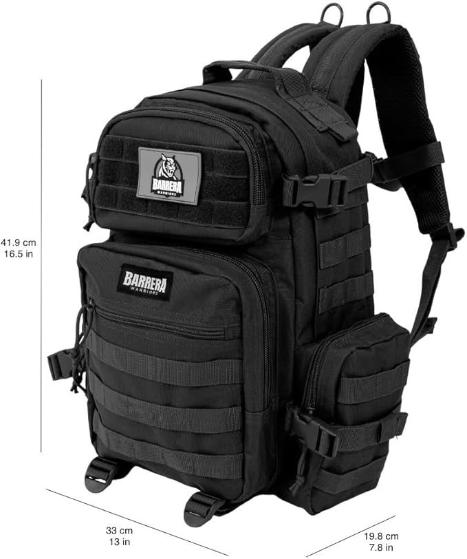 25 L Tactical Backpack: durable military-style backpack with MOLLE system for everyday use, travel, gym, hiking, fishing, camping, and outdoor sports. (BLACK 25L)