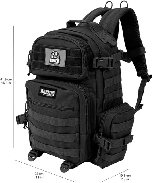 25 L Tactical Backpack: durable military-style backpack with MOLLE system for everyday use, travel, gym, hiking, fishing, camping, and outdoor sports. (BLACK 25L)