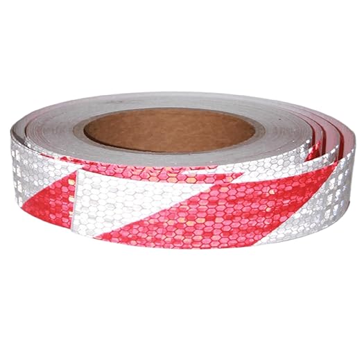 Reflective Tape Red White 1 Inch x 68 Feet, Warning Conspicuity Reflector, Night Safety Sticker for Car Trailer Clothing