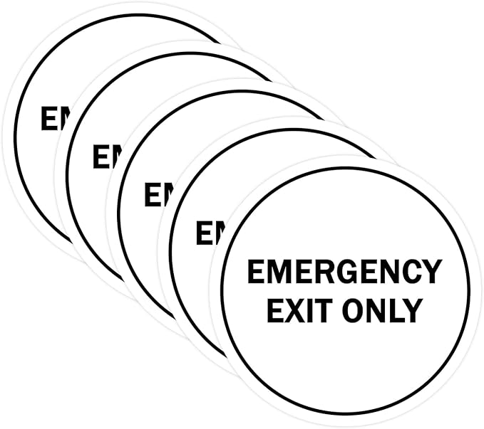 Signs ByLITA Circle Emergency Exit Only Sign (White) - X-large 5 Pack