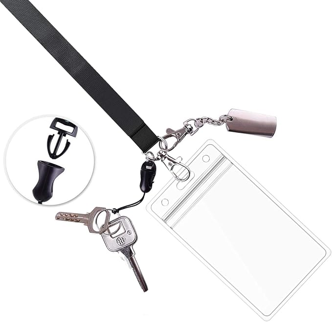 Lanyard with ID Badge Holder Black Breakaway Lanyards for ID Badges Keys Women Men Cruise Neck Office Waterproof 5 Pack