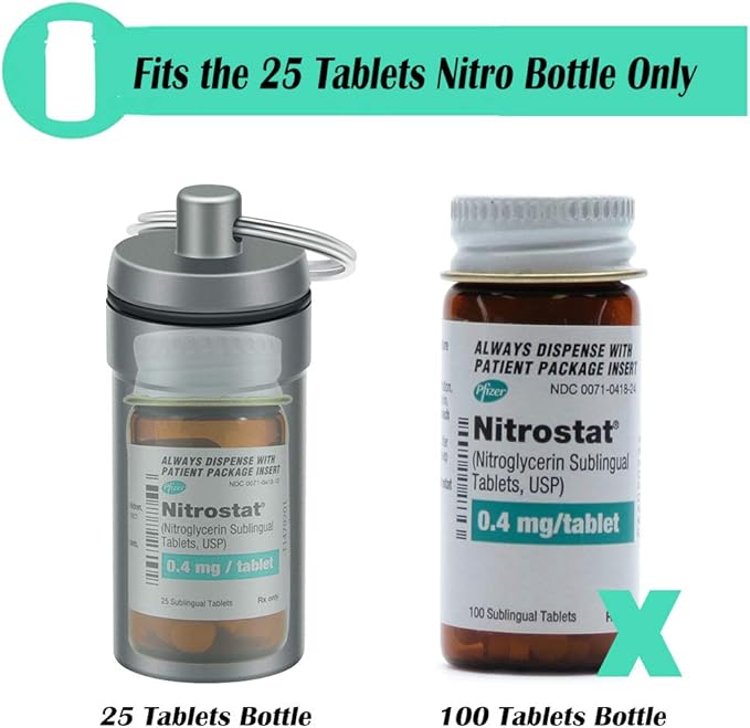 3 Packs Waterproof Aluminum Pill Fob Container, EFFIET Nitro Bottle Holder Nitroglycerin Pill Case Emergency Keychain Pill Holder for Medicine Organizer Dispenser (3 Packs Matt Finished)