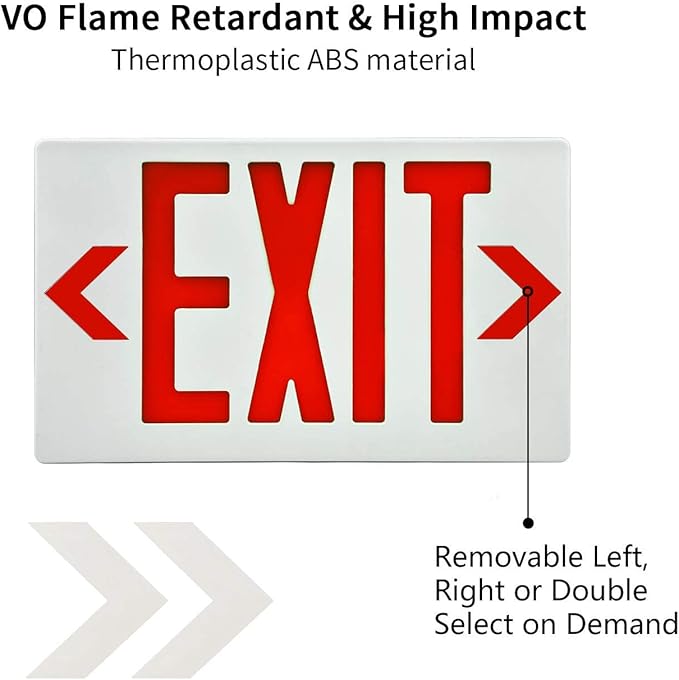 AKT LIGHTING Red LED Exit Sign Emergency Light with Battery Backup, Double Face Hardwired Red Letter Emergency Exit Lighting For Business, Restaurant, Commercial, Supermarket, UL-Listed, 120-277V, 6PCS