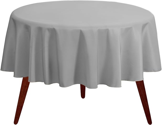 Gee Di Moda Round Tablecloth - 120 Inch Charcoal Round Table Cloth for 60 to 96 Inch Round Tables - Heavy Duty Washable Fabric - for Buffet Table, Holiday Party, Dinner, Wedding & Baby Shower