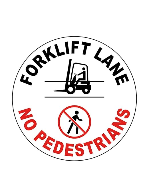 Stranco Non-Slip Floor Sign “FORKLIFT LANE” | 17” Black and Red on White | Permanent Acrylic Adhesive, Pebble-Textured Laminate, Durable 20 mil Construction, Slip-Resistant Safety Label
